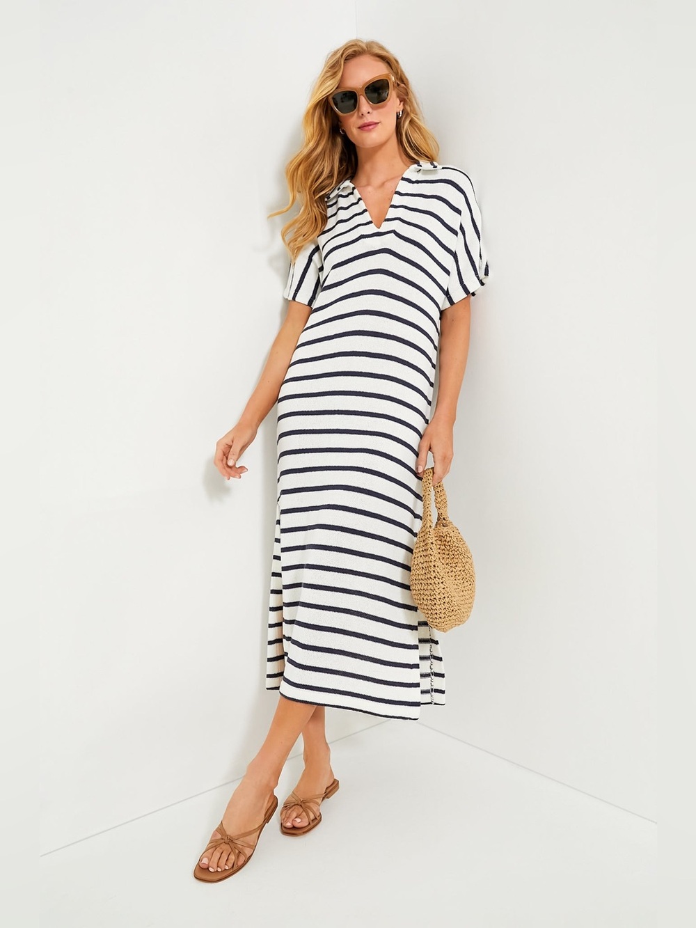 NWT Tuckernuck Pomander Place French Stripe Knit Maren Polo Dress Size XS/S